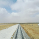 A train track stretching for miles across the Mongolian plains